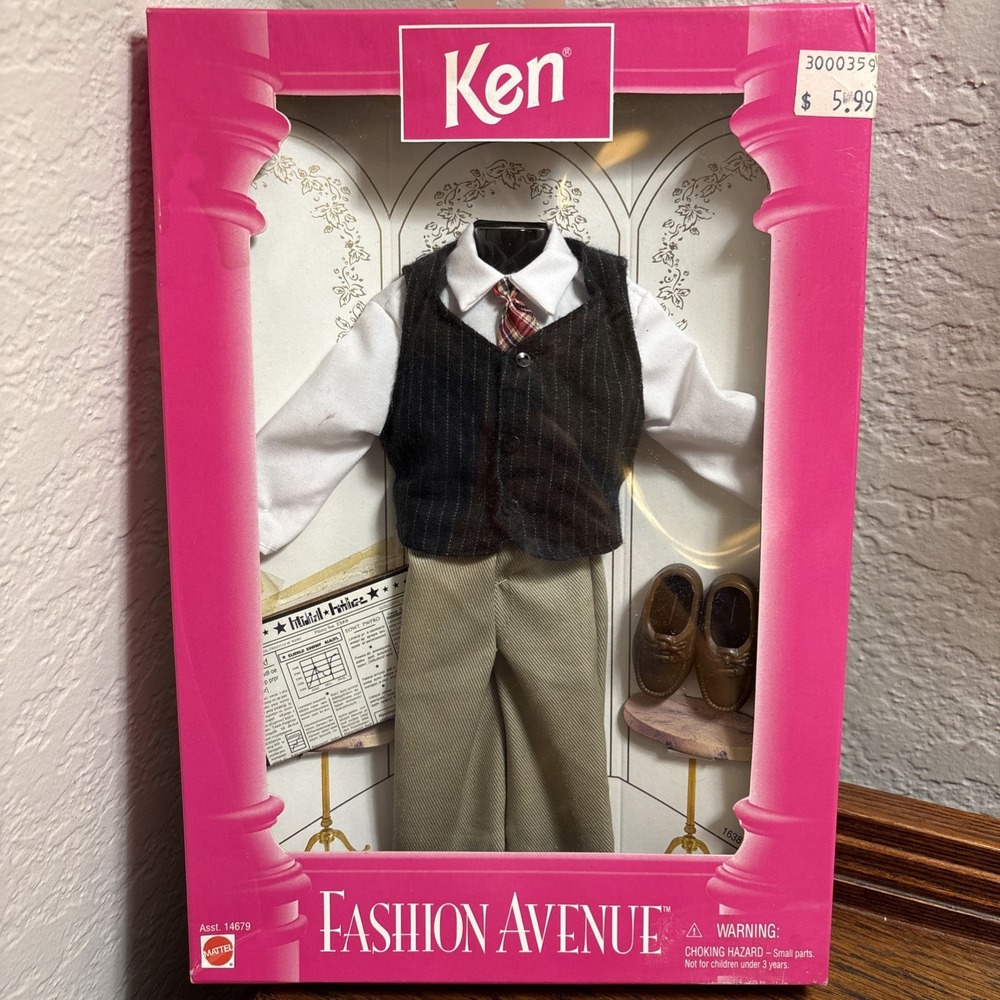 Vintage 1996 NIB Mattel Barbie Ken Doll Fashion Avenue Work Vest Outfit #14679